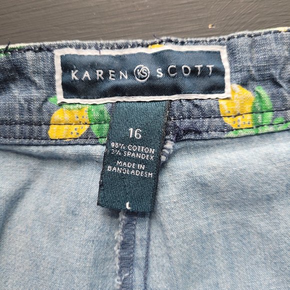 Summertime Lemon Print Denim Skirt Chambray Skort - Picture 4 of 6